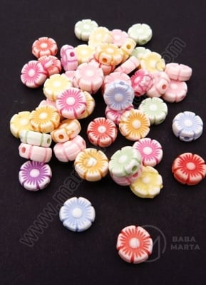 Floare 9x3.5mm colorată gaură 1.5mm 1 pachet 40g ~162 buc 312605