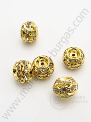 Mărgele metalice cristal 10x8mm culoare aurie clasa A 1 buc 308177
