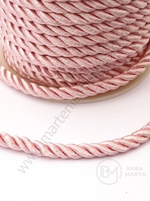 Sfoară de poliester rasucită roz oçetrit 5mm, 1 metru, 441231