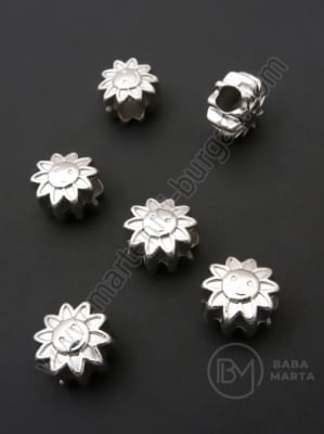Margele SSV soare 12.5x8mm culoare argintie gaură 4.5mm 1 pachet 40 buc 318587