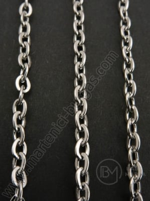 Lanț de oțel 2.5x2x0.5mm argintiu aplatizat 1 metru 301879