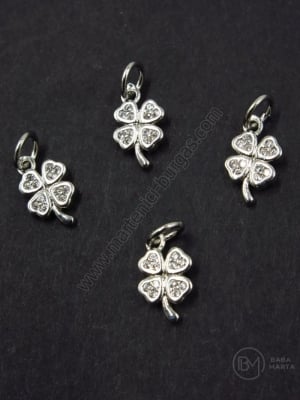 Pendant trifoi 12x10mm alamă cu zirconii forjate 1 bucată 305377