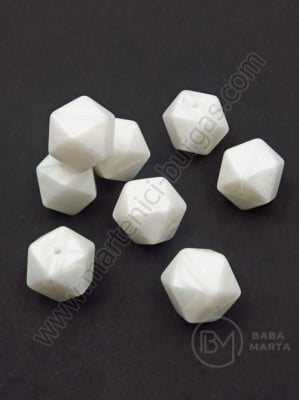 Mărgele silicon polygon 17x17mm albe 1 pachet 2 buc 317012