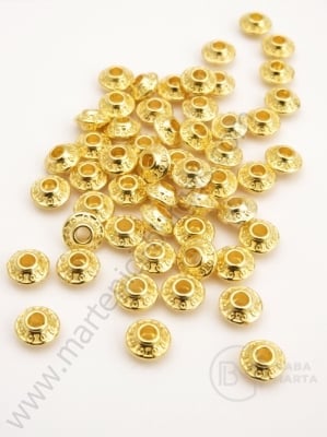 Mărgele metallice 6.5x3.5mm aurii, gaură 2mm, 30 buc. 308895