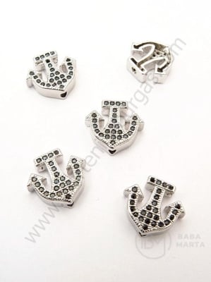 Mărgele anchoră 12x13mm cu zirconii forjate 1 bucată 305161