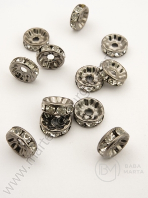 Șaibă 10x3.5mm cu cristale grafit orificiu 2mm 10 buc 301280