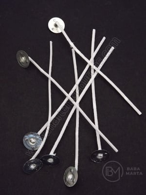 Filt din bumbuc cerat 9cm pentru luminare cu placă metalică 1 pachet 10 pcs 191383