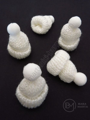 Căciulă tricotată 33~38x43~50mm albă 1 pachet 5 buc 461460