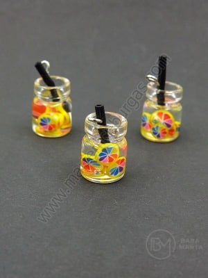 Pendant sticla borcan 14x10mm cu cocktail de fructe 1 pachet 2 bucati 335519