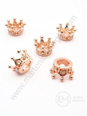 Mărgele metallice 11.5x6mm coroană cu zirconii forjate gaură 5mm 1 bucată 305280