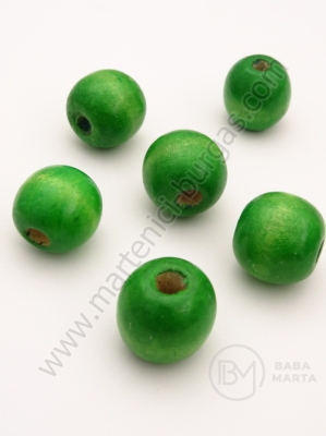 Bilă de lemn 16x18mm verde gaură 4mm 40g ~22buc 321021