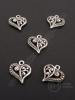 Pandantiv metalic 14x15x3.5mm culoare argintie 10 buc 308797