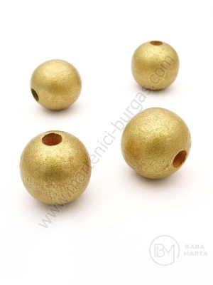 Bilă de lemn aurie ~20mm gaură 5mm 1 paquet 40g ~14buc 321310