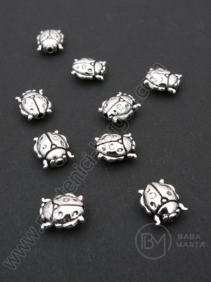 Mărgele metalice mărgele 10x9x5mm culoare argintie 1 pachet 10 buc 306259
