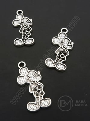 Pandantiv Mickey Mouse 28x13mm culoare argintie 1 pachet 10 buc 306526