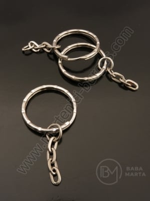 Inel dublu 2x25x3mm cu lanț argintiu 20 buc 301534
