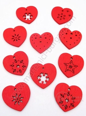 Figurină de Crăciun mix 27,5x28,5x2,5mm lemn roșu 1 pachet 10 buc 182230