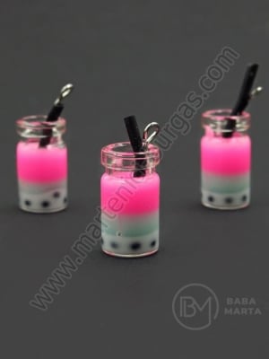 Pendant sticla borcan 18x10mm cu smoothie de fructe 1 pachet 2 bucati 335592