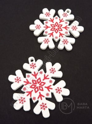 Snow fulgi din lemn 50x44.5x3mm gaură 2mm 1 pachet 5 buc 182194