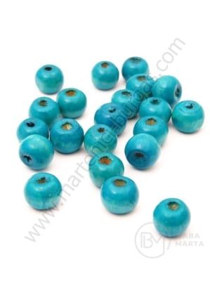 Bilă de lemn 8x7mm gaură albastră 3mm 1 paquet 40g ~230 buc 321175