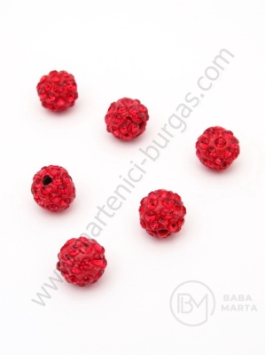 Mărgele Shamballa cu cristale 8mm roșii 1 pachet 50 buc 301906