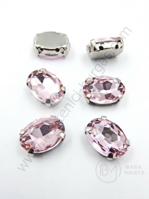 Glass stone (cristal) 14x10x6.5mm roz în coș metalic 1 pachet 4 buc 151757