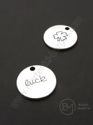 Pandantiv metalic Luck 20x2mm culoare argintie 1 pachet 5 buc 306314