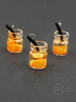 Pendant sticla borcan 14x10mm cu cocktail de fructe 1 pachet 2 bucati 335532
