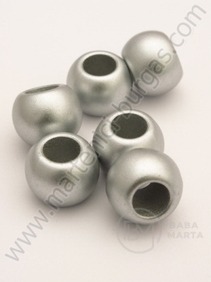Bilă argintie 16x12mm, gaură 8mm, 15 buc. 318162