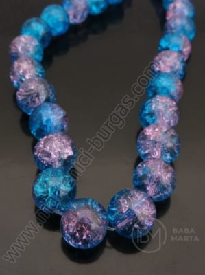 Bilă 10mm blue craquelat cu roz 80cm ~80 buc 1 buc 343229