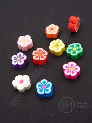 Mărgele FIMO pentru flori 9~11x9~10x4~5mm, gaură mixtă 1.5mm, 1 pachet, 10 buc. 312715
