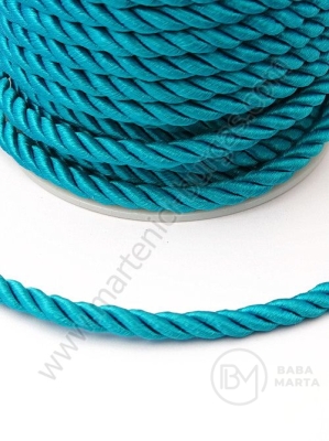 Sfoară de polyester rasucită 5mm turcoaz dark 1 meter 441228