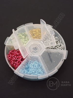 Inele de aluminiu 6x0.8mm mix (6 culori) ~1080 buc 1 cutie 302121