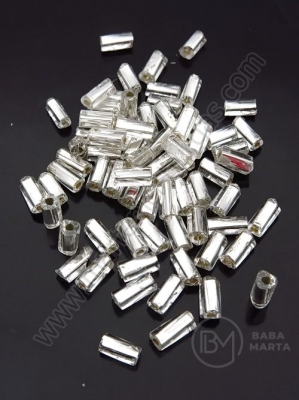 Tije de sticlă 7x3.5mm transparente cu centru argintiu 1 pachet 40g 331667