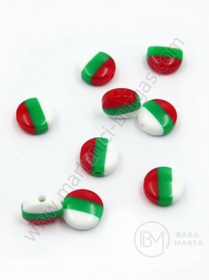 Mărgele de rășină albe, verzi, roșu 10x5mm 1 pachet 50 buc 312520