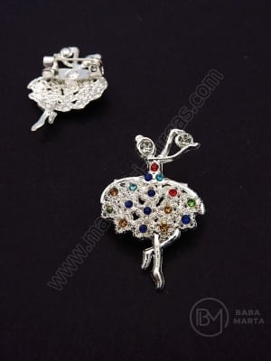 Broșă metalică cu cristal 1 pachet 10 bucăți 106083