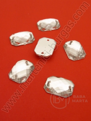 Piatră acrilică 10x14mm albă pentru cusut 50 buc 153053