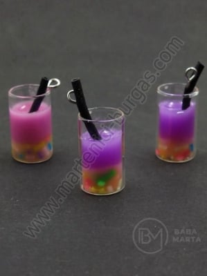 Pendant sticla cup 18x12mm, cocktail de fructe, gaura 2mm, 1 pachet, 2 buc. 335893