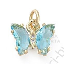 Pandantiv fluture din alamă 12.5 mm cu zirconii forjat, 1 bucată 305364