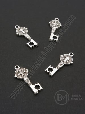 Pandantiv cheie metalic 24x10mm culoare argintie 1 pachet 10 buc 306098