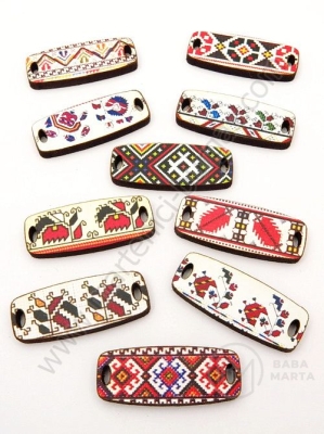 Țiglă de lemn 30x12x3mm BRODERIE gaură 4x2mm 1 pachet 10 buc 182200