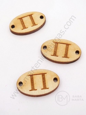 Țiglă de lemn 25x16x3mm litera <b>P</b> gaură 2.5mm 1 pachet 10buc 182255