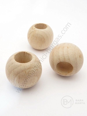 Bilă de lemn naturală ~24mm gaură ~12mm 1 pachet 10buc 321315