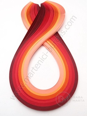 Panglici quilling 3mm x 390mm gamă roșie 1 pachet 6 culori x 20 bucăți - 120 bucăți 175077
