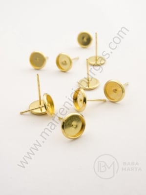 Bază cercei pentru încrustare 6mm aurie 20 buc 301321