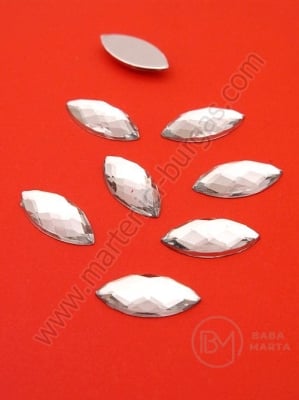 Pietricele acrilice 15x7x3.5mm transparent pentru lipit 1 pachet 50 buc 151475