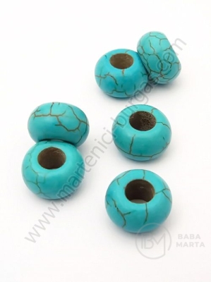 Mărgele 14x8mm turcoaz, gaură 5~6mm, 1 buc. 335163