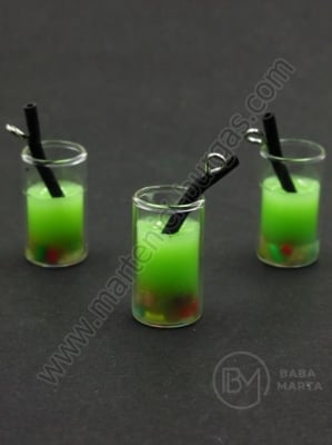 Pendant sticla cup 18x12mm, cocktail de fructe, gaura 2mm, 1 pachet, 2 buc. 335894