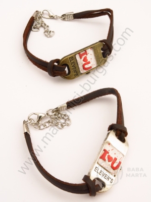 Brățară metalică, piele naturală, sticlă, 1 bucată, 231348