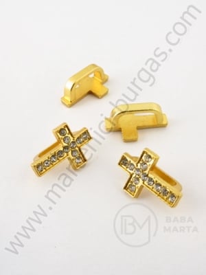 Cruce metalică cristal 18x12mm color aurie 1 buc 308172
